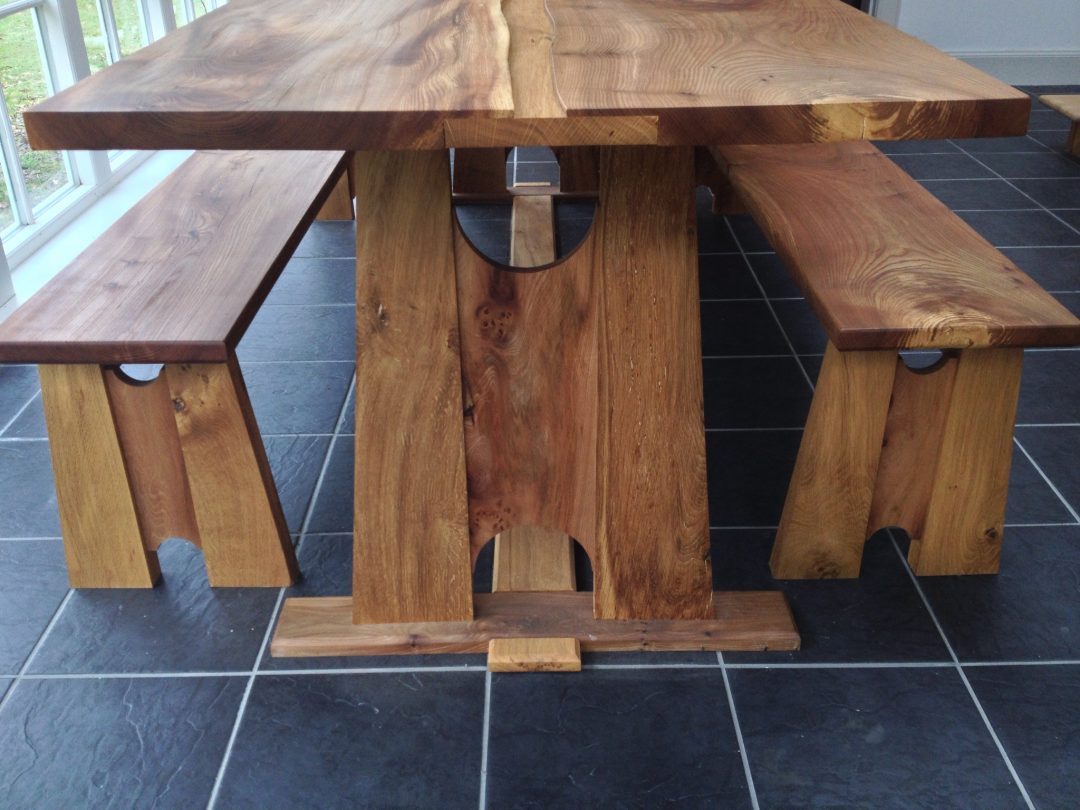 Elm oak benches and table